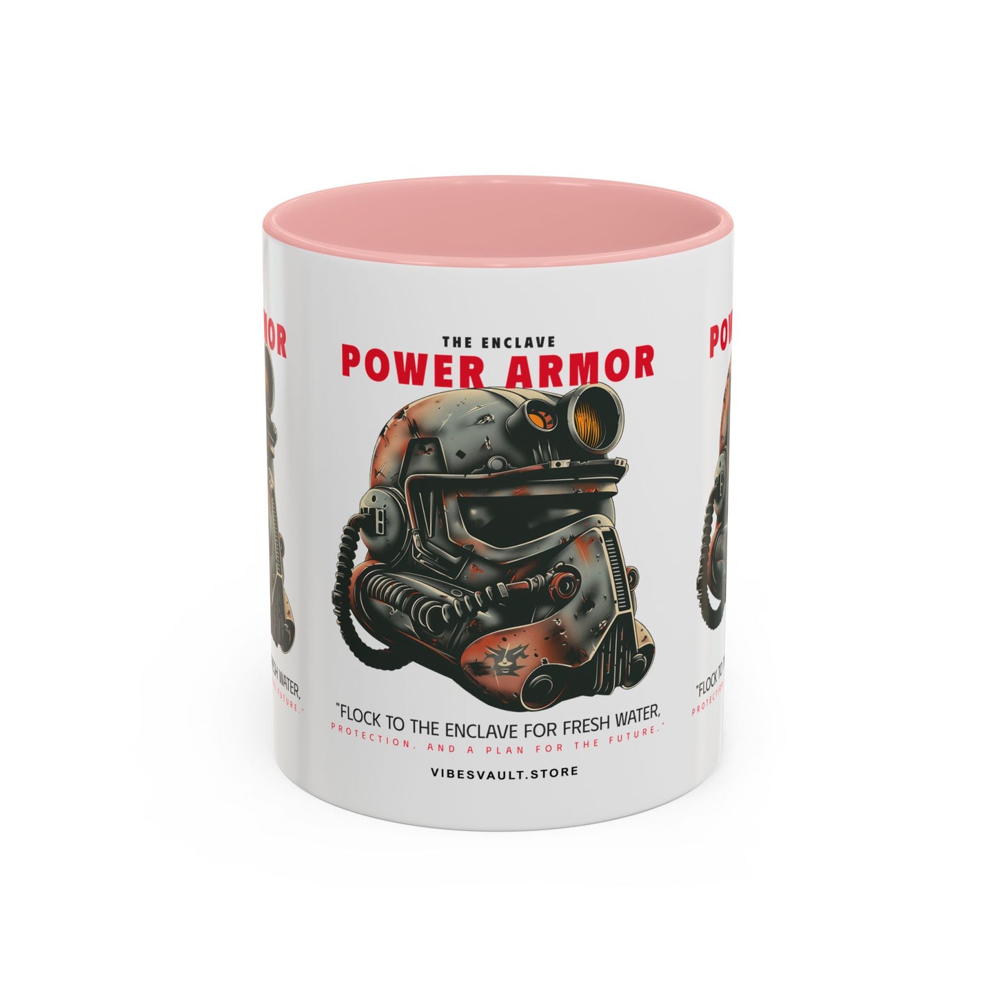 Power Armor Accent Coffee Mug — Fallout Enclave Helmet Design (11/15oz)