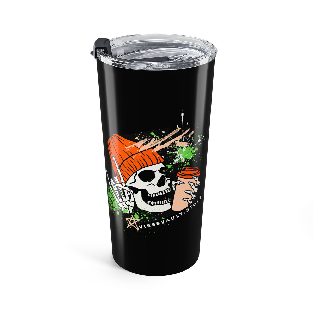 20oz Stainless Tumbler — Coffee Skull Pumpkin Spice PNW Graphic, Reusable Travel Cup— Halloween 2026