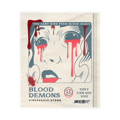 Blood Demons Kiss-Cut Vinyl Decal — Retro Horror Sticker ("You Can't Hide From Blood Magic") — Halloween 2026