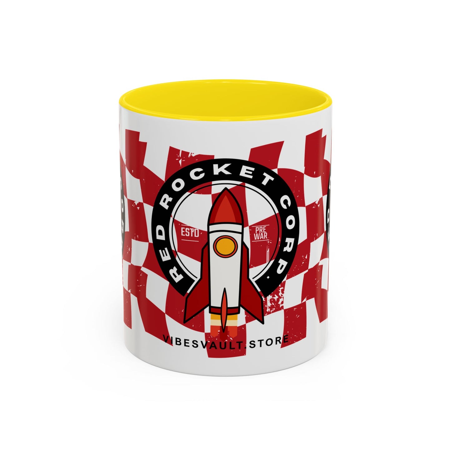 Coffee Mug — Red Rocket Corp Retro Rocket Logo Accent Mug (11/15oz)