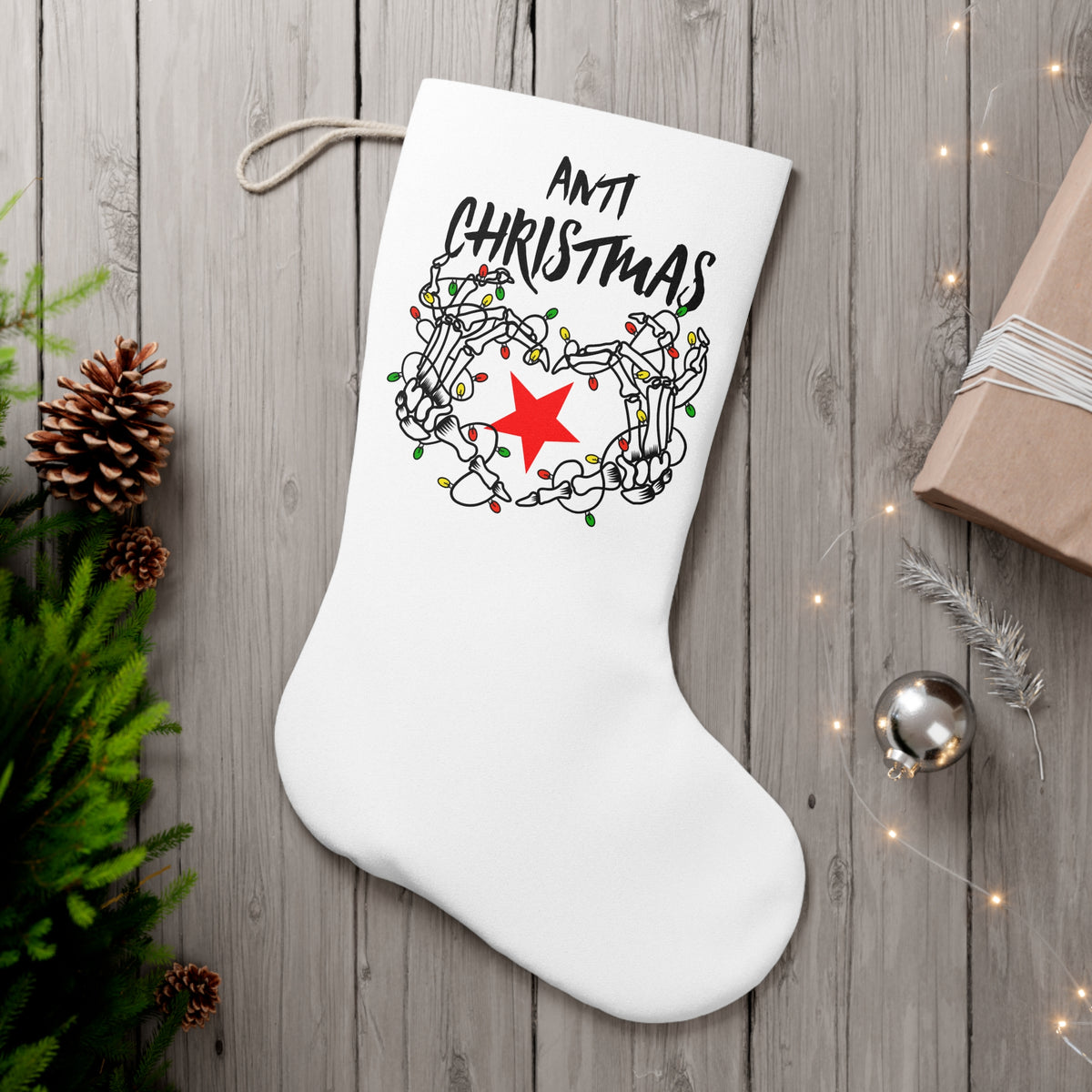 HOLIDAY Skeleton Heart Santa Stocking