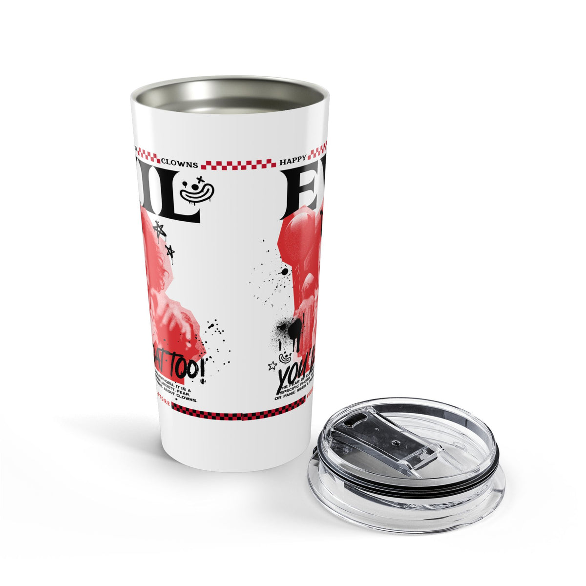 20oz Horror Clown Tumbler — You'll Float Too. Red Clown Horror Drink Cup— Halloween 2026