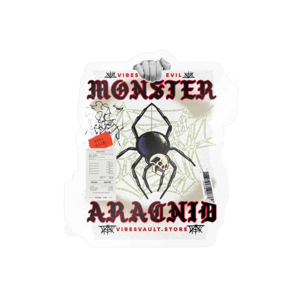 Monster Arachnid Kiss-Cut Vinyl Sticker — Gothic Spider Decal — Halloween 2026