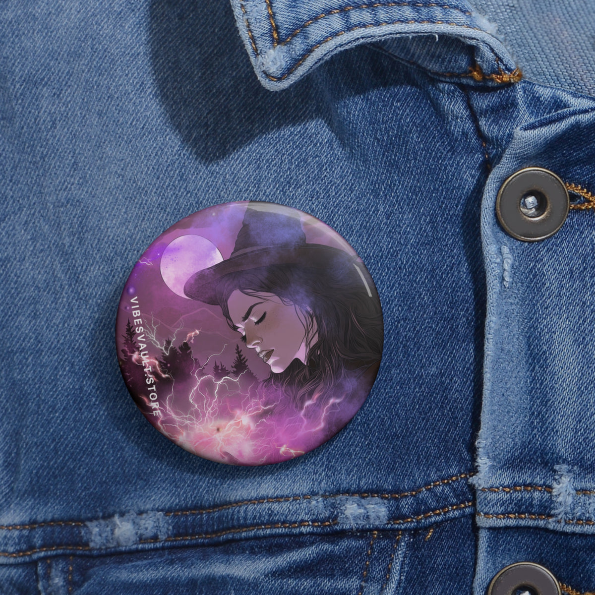 Witch Full Moon Pin - Magic Button Badge - Fall Halloween 2026