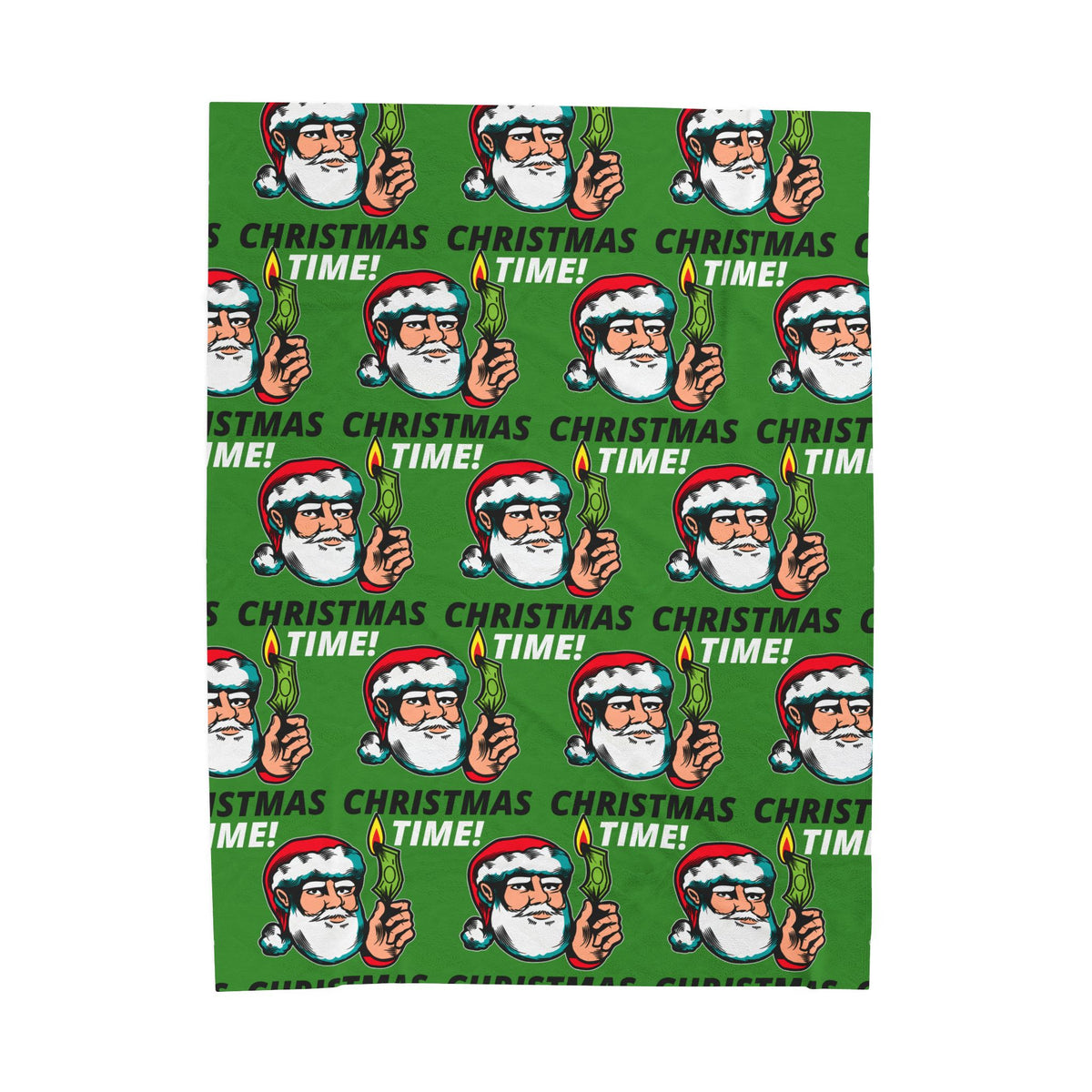 Christmas Time Santa Burning Money Velveteen Plush Blanket