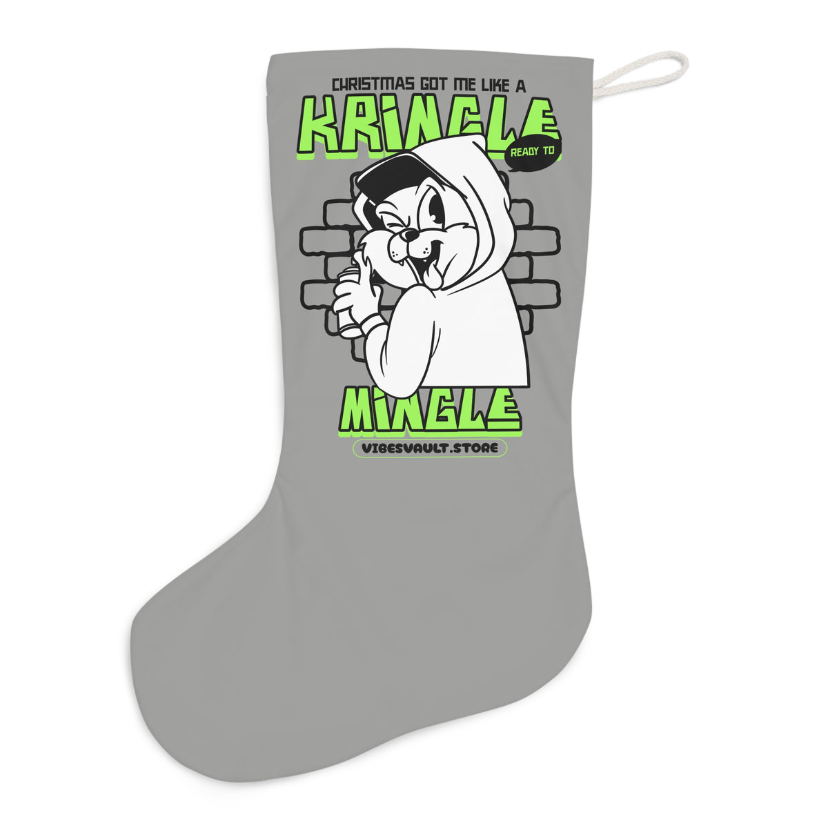 Kringle Mingle Santa Stocking - Funny Retro Grinch-Inspired Christmas Stocking