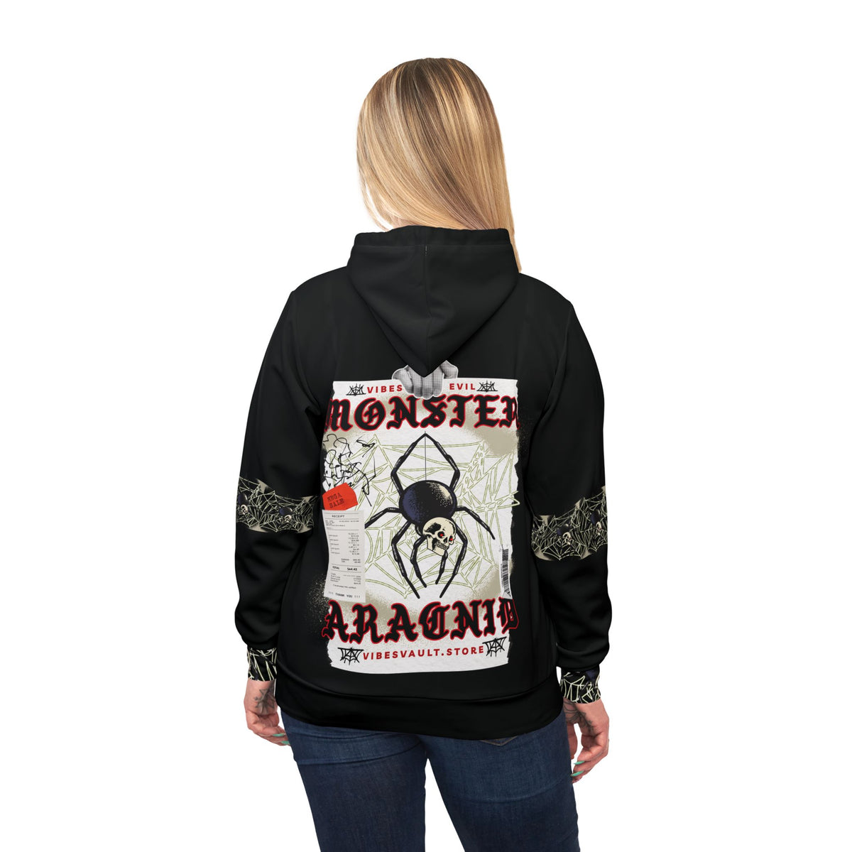 Monster Arachnid Hoodie — Gothic Spider Graphic Athletic Pullover