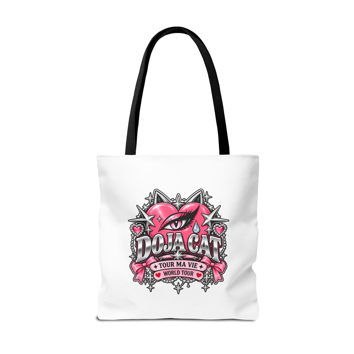 Pink Heart Chrome Eye All-Over Print Tote Bag