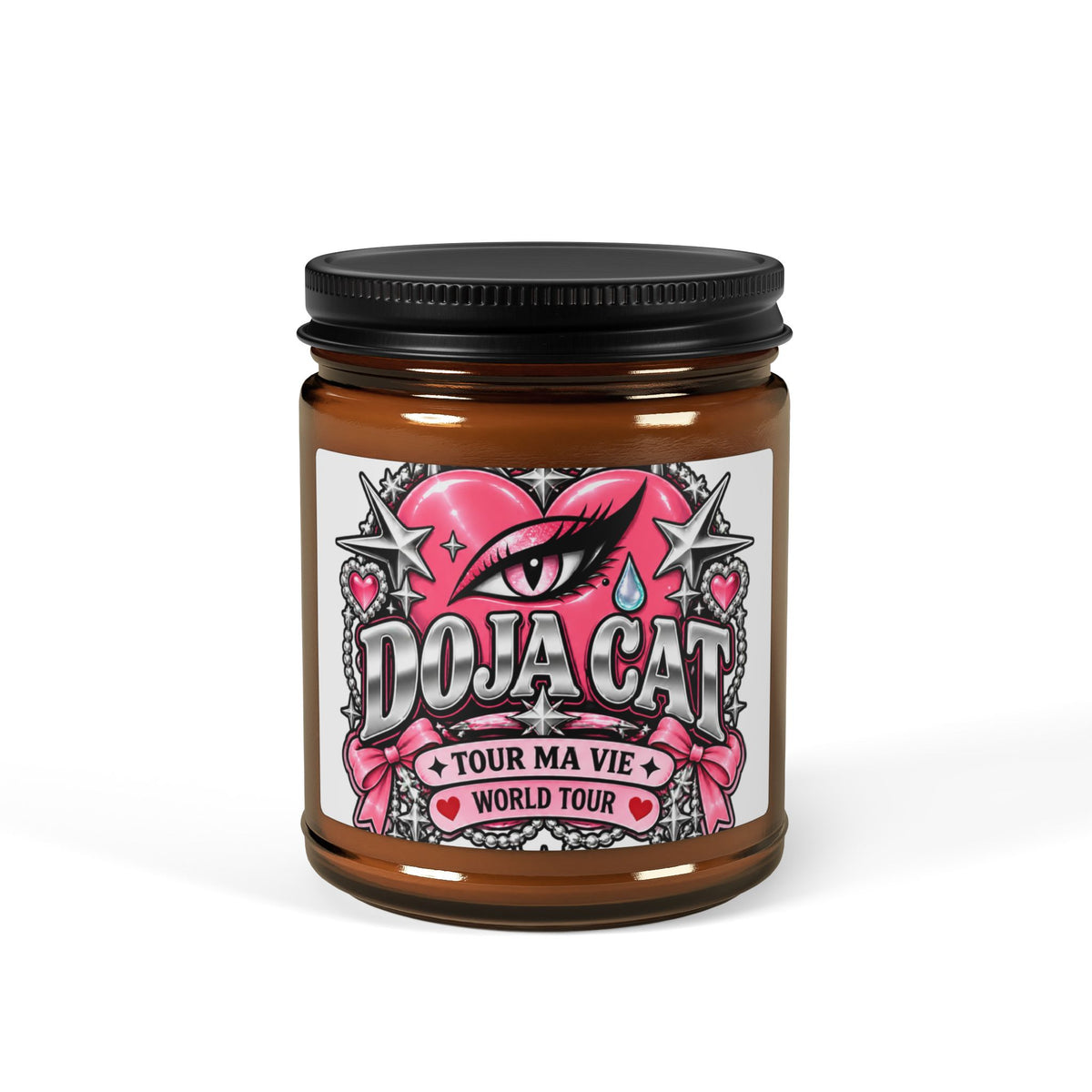 Pink Heart Chrome Eye Amber Jar Soy Candle