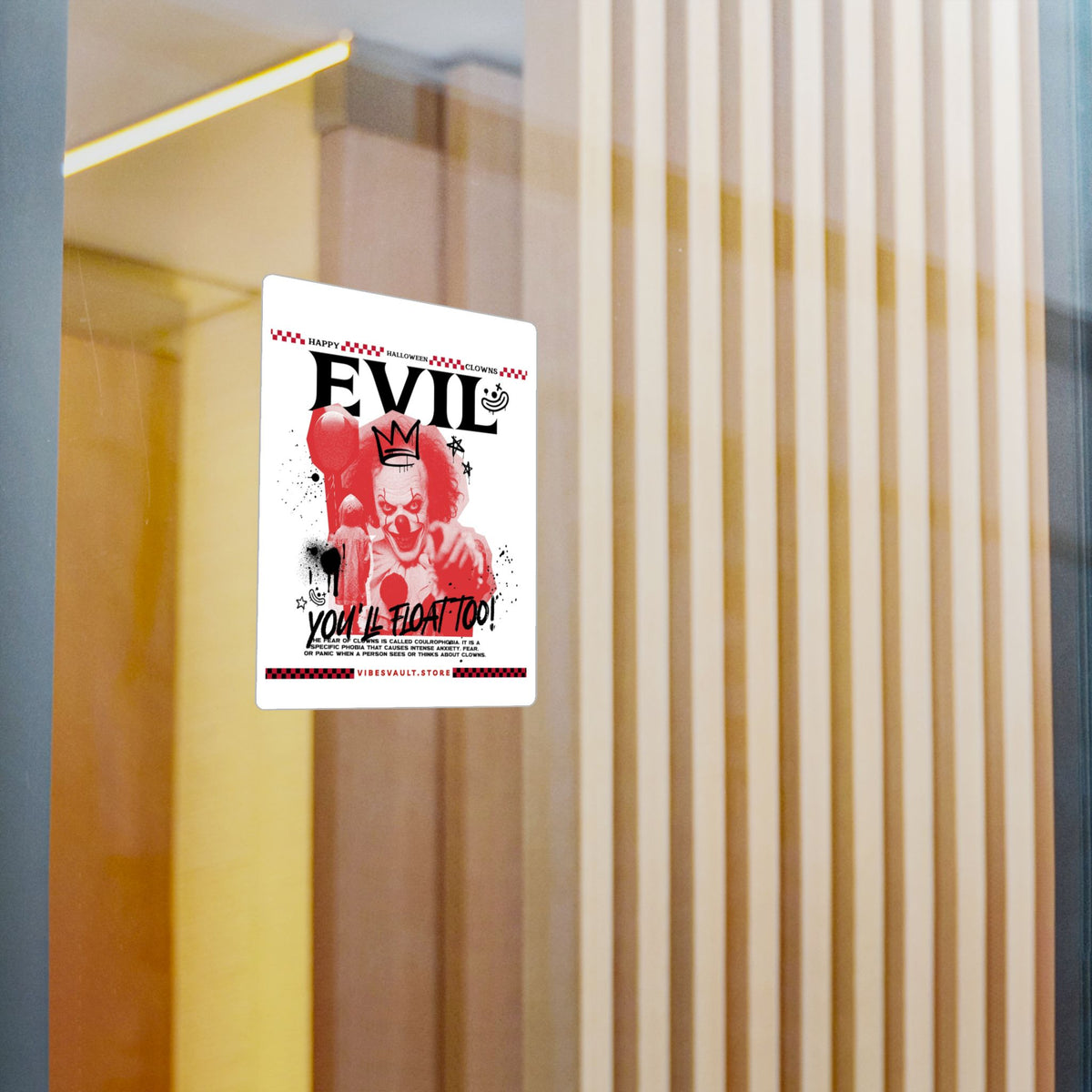 Evil Clown Kiss-Cut Vinyl Decal — Horror Halloween Sticker— Halloween 2026