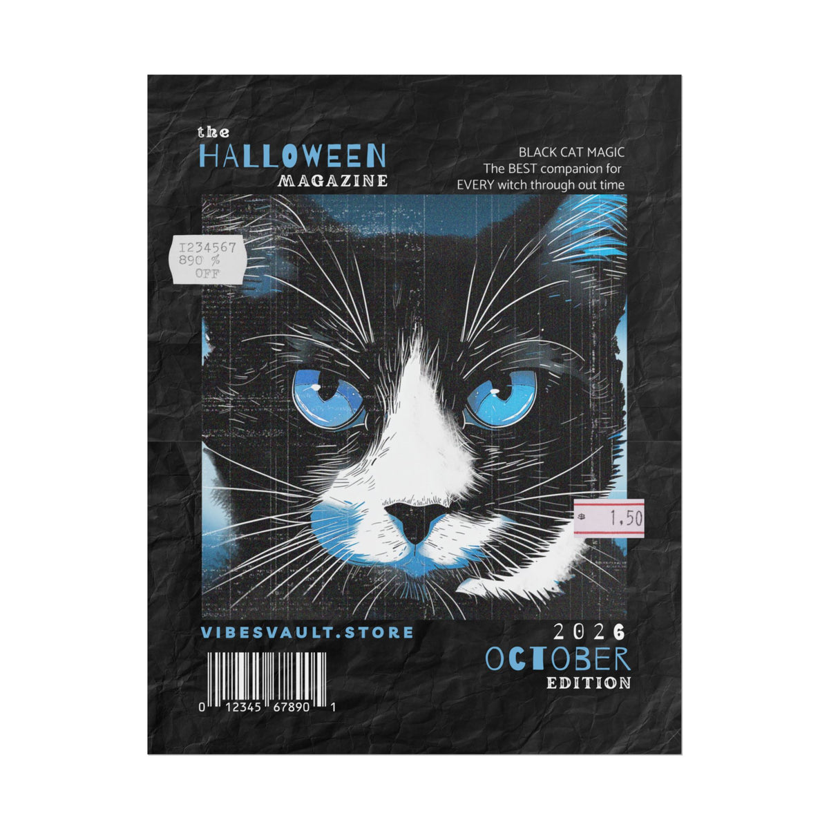 Halloween Cat Poster - "Black Cat Magic" October Magazine Cover