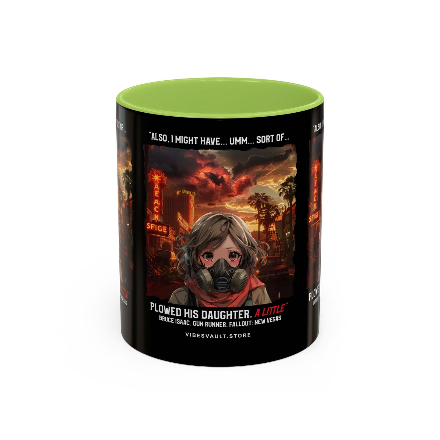 Post-Apocalyptic Anime Coffee Mug — 'Also, I Might Have...Umm...Sort Of' Gas Mask Girl