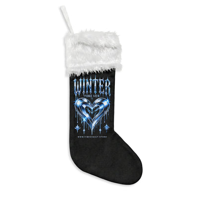 Winter Heart Flannel Christmas Stocking — Cozy Faux Fur Holiday Decor