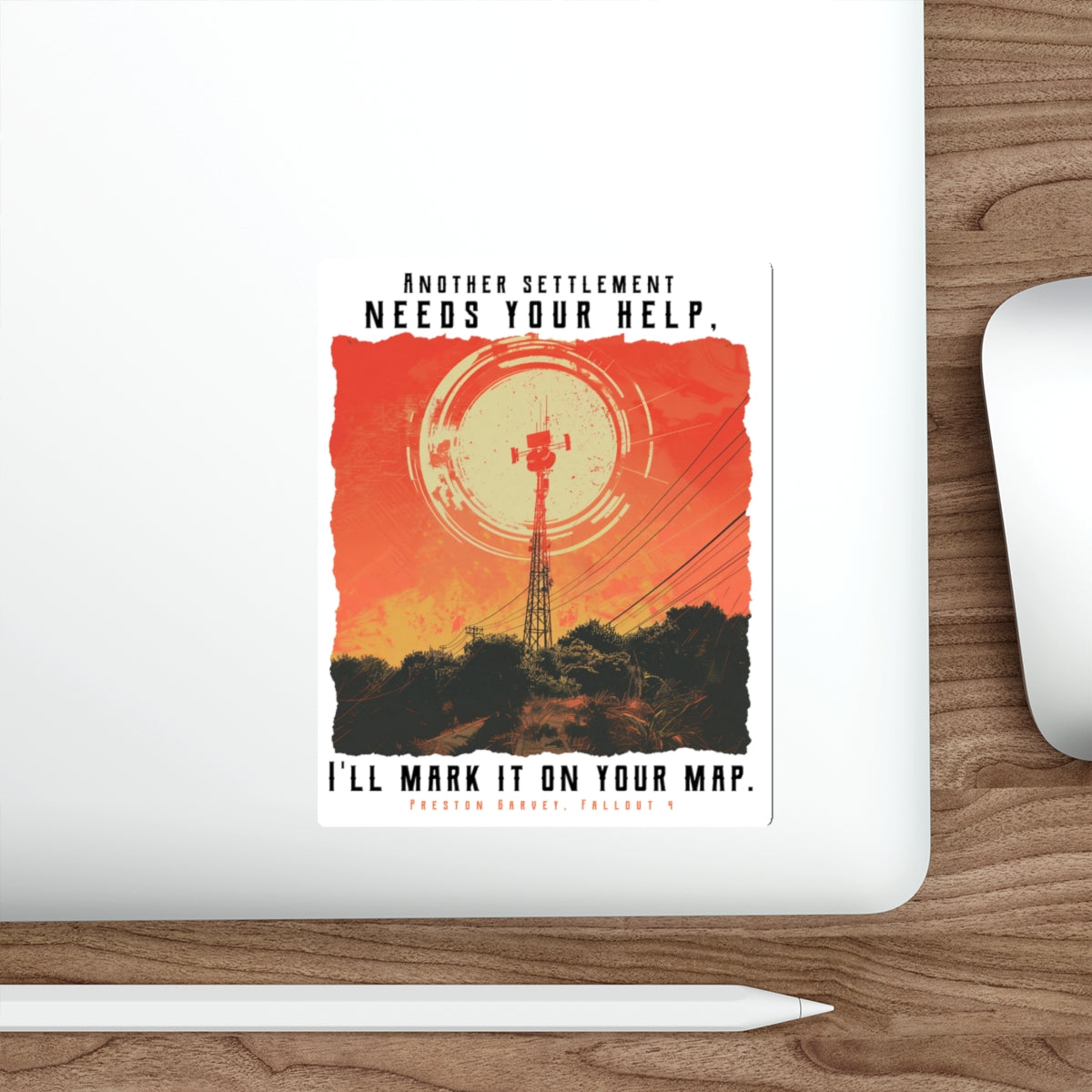 Fallout Preston Sticker — Vintage Radio Tower Die-Cut Decal