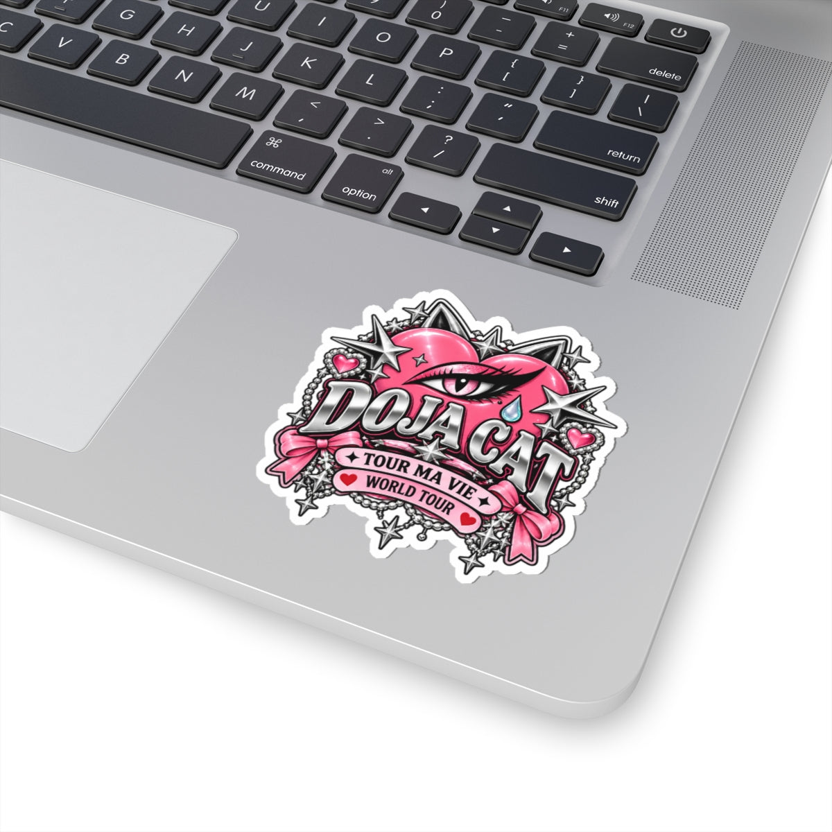Pink Heart Chrome Eye Kiss-Cut Stickers