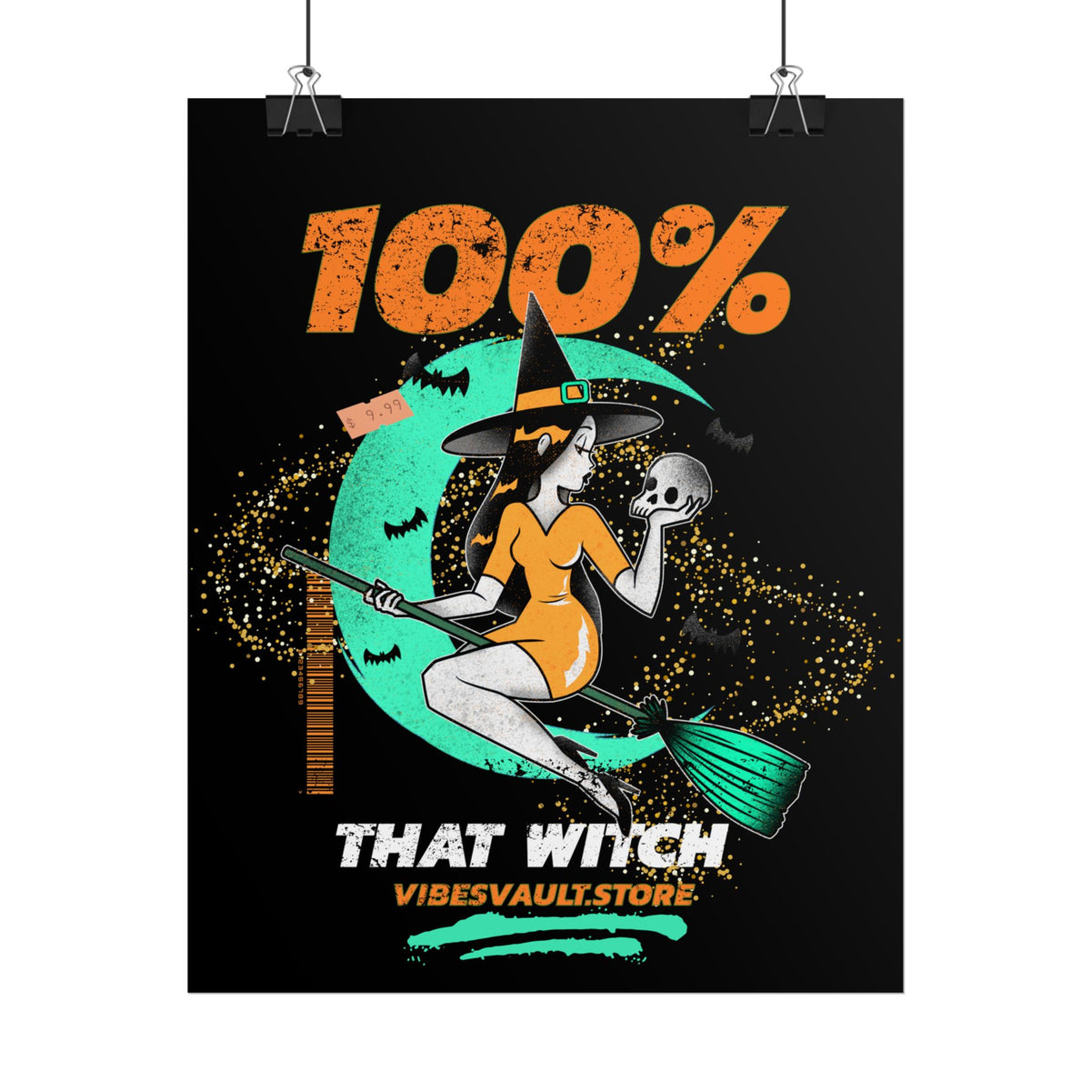 Magic Skull Bats Poster - "100% That Witch" Orange and Green - October Fall 2026