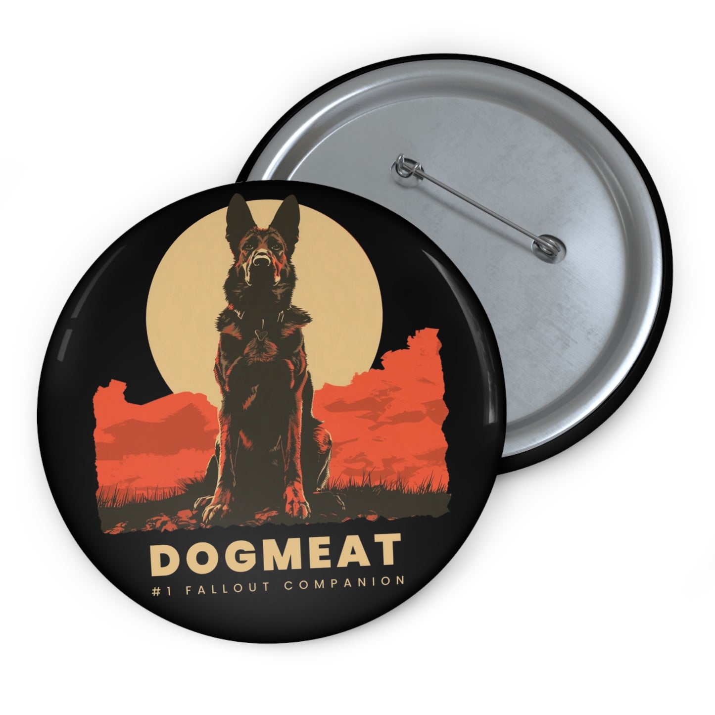 Dogmeat Retro Pin Button — Vintage Fallout-Inspired Dog Companion Badge