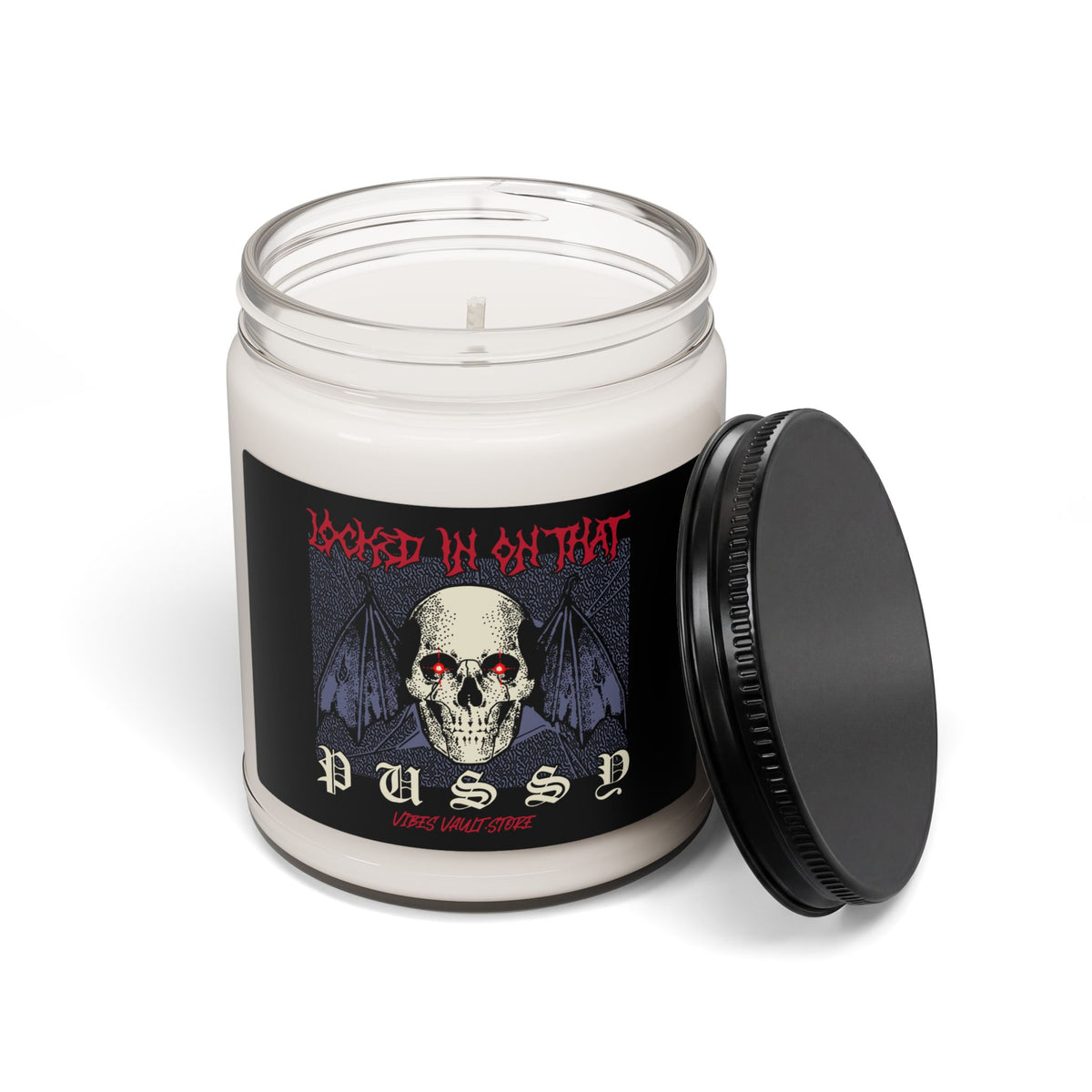 Skull & Wings Scented Soy Candle — "Hooked Up On That Pussy" 9oz (Goth/Alternative)— Halloween 2026