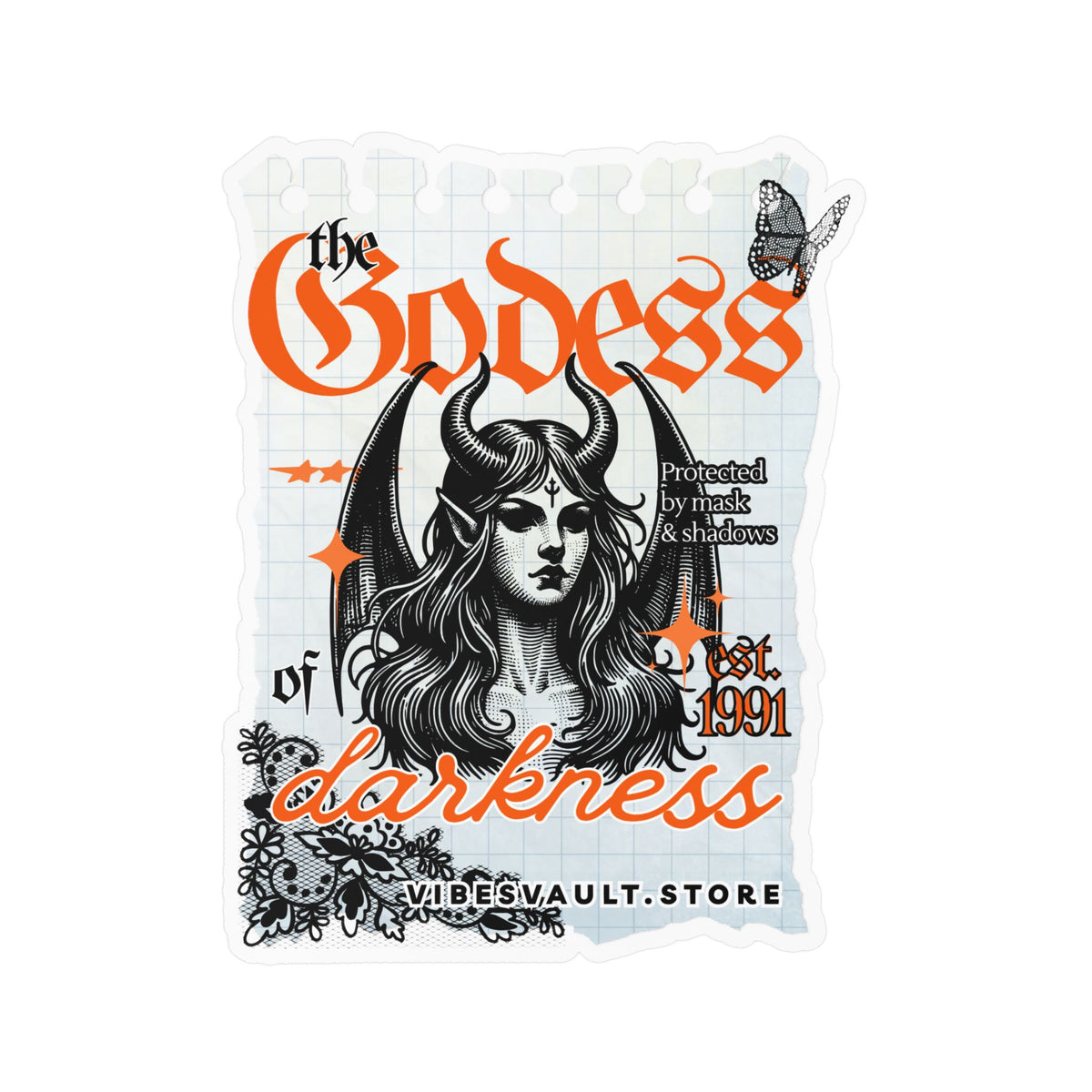 Goddess of Darkness Vinyl Sticker — Gothic Kiss-Cut Decal— Halloween 2026