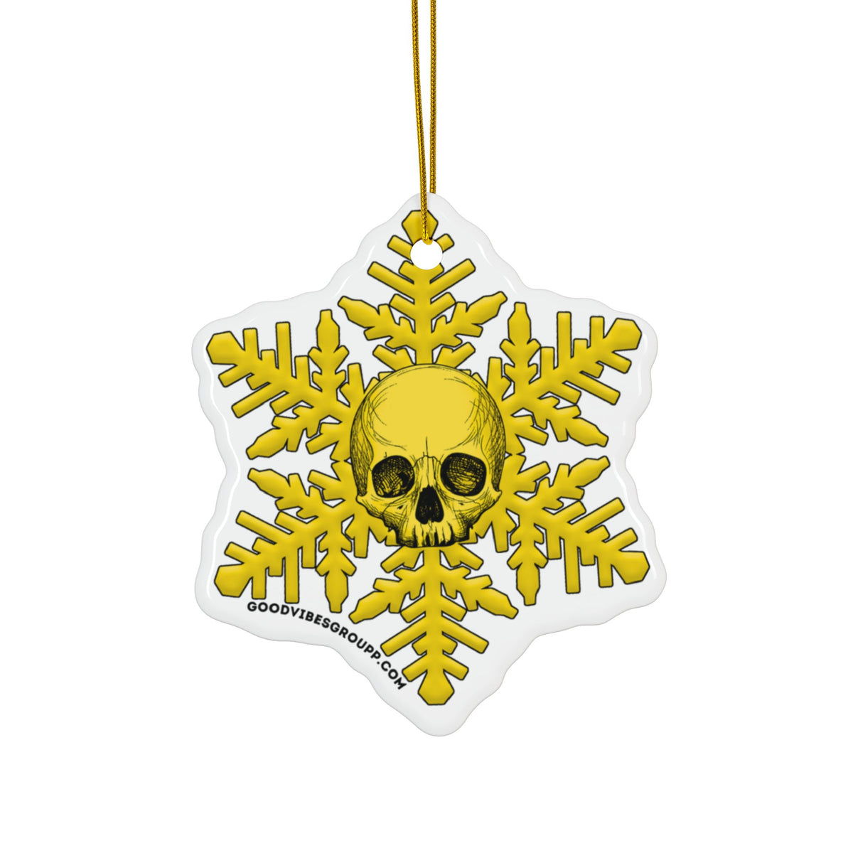 Yellow Skull Snowflake Christmas Ornament 1pc, 3pcs, 5pcs, or 10pcs