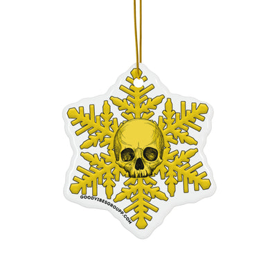 Yellow Skull Snowflake Christmas Ornament 1pc, 3pcs, 5pcs, or 10pcs