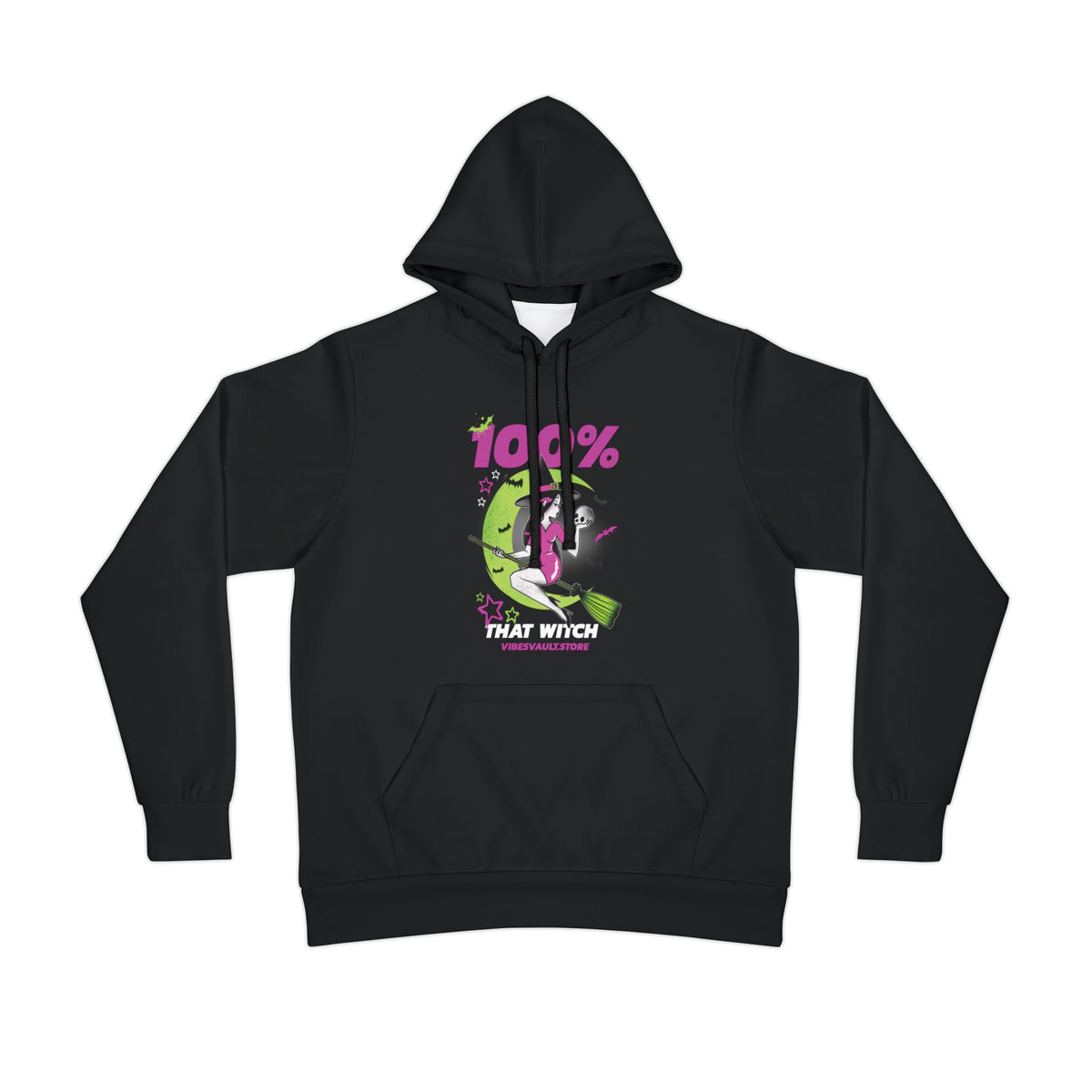 100% That Witch Hoodie — Neon Witch Graphic Pullover for Halloween & Witchy Vibes