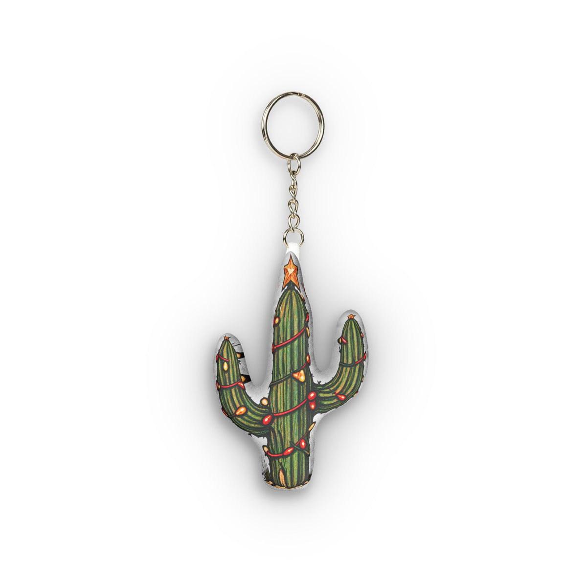 Cactus Plush Keychain with Colorful Holiday Lights