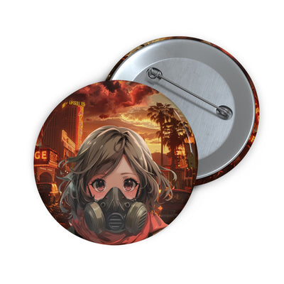Anime Girl Gas Mask Pin Button — Fallout Post-Apocalyptic Cute Badge