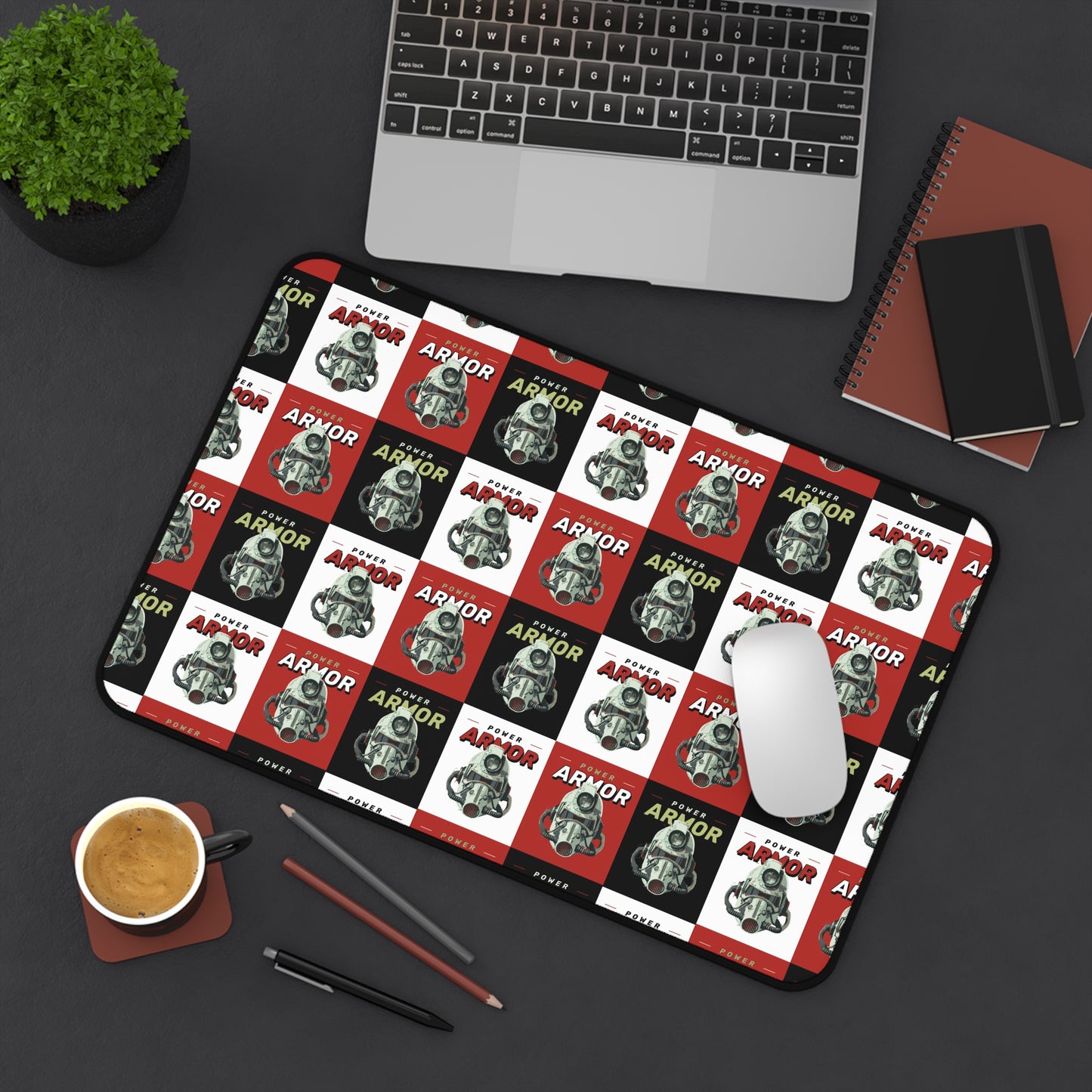 Fallout Power Armor Desk Mat — Retro Military Gaming Mouse Pad