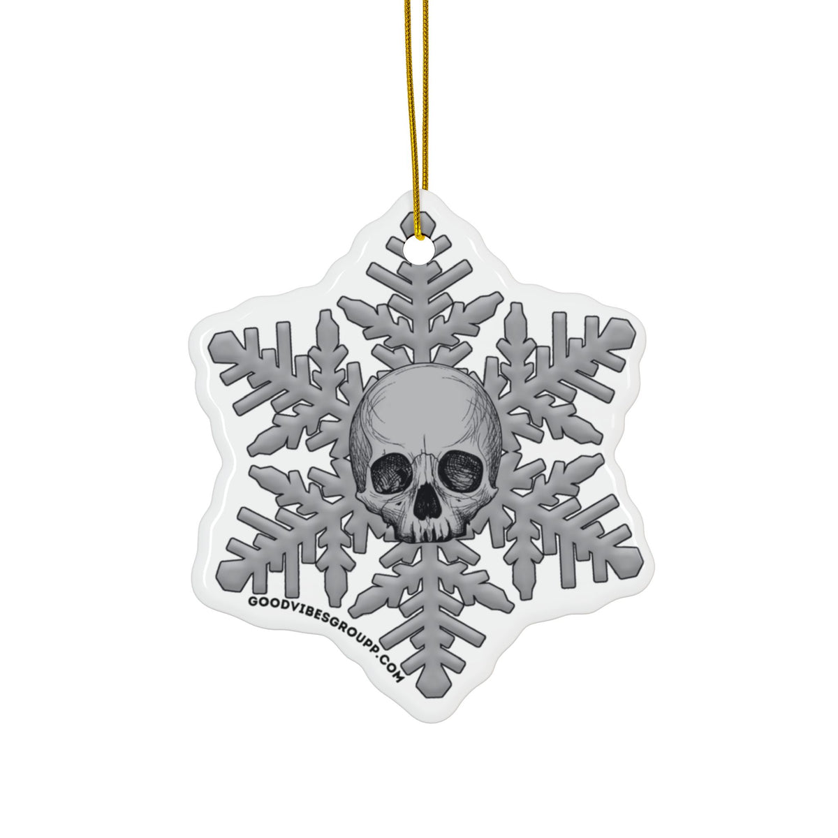 Gray Goth Skull Snowflake Christmas Ornament 1pc, 3pcs, 5pcs, or 10pcs