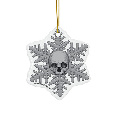 Gray Goth Skull Snowflake Christmas Ornament 1pc, 3pcs, 5pcs, or 10pcs
