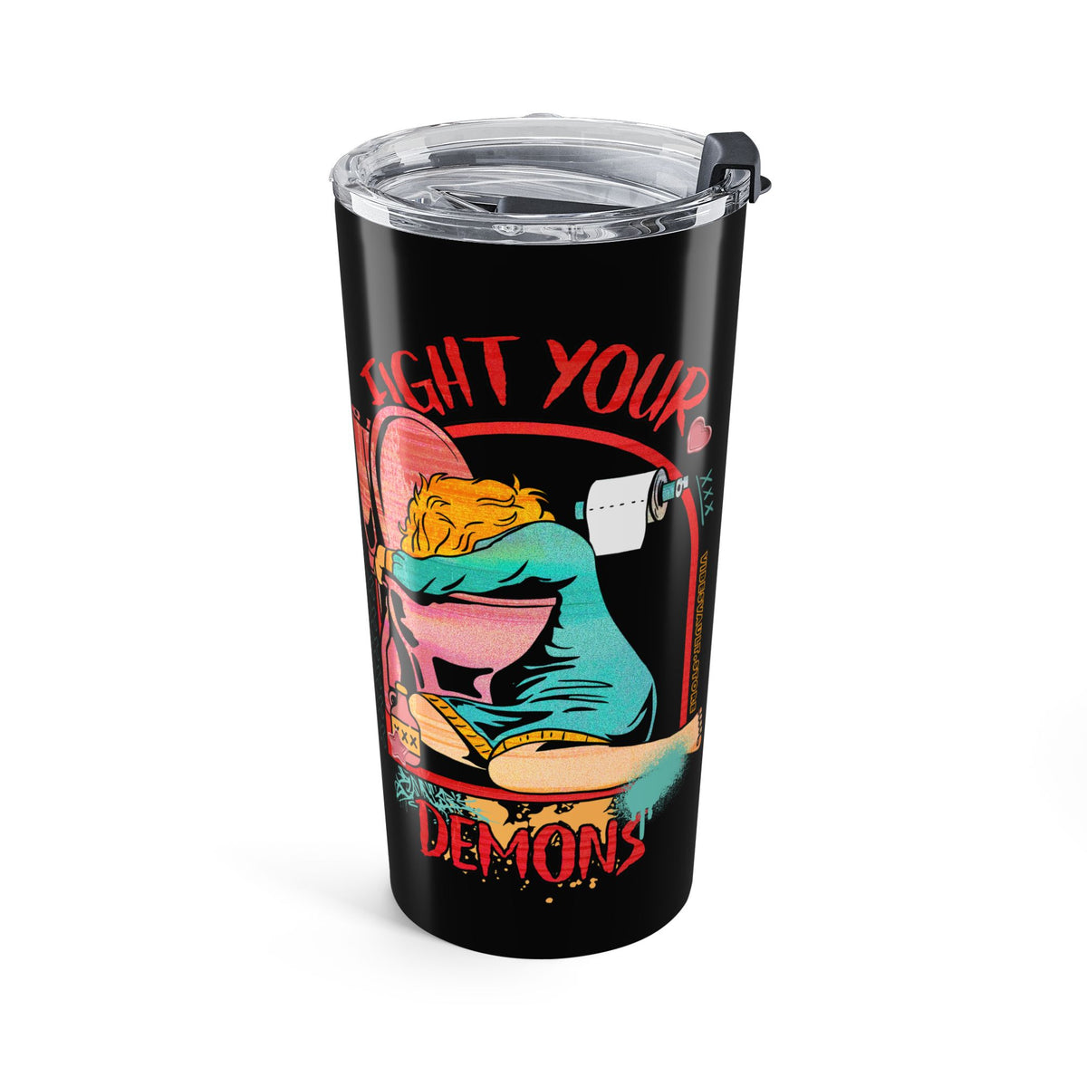 20oz Fight Your Demons Tumbler – Halloween Alcohol Cheers Travel Cup— Halloween 2026