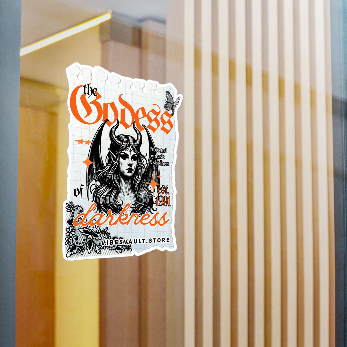 Goddess of Darkness Vinyl Sticker — Gothic Kiss-Cut Decal— Halloween 2026