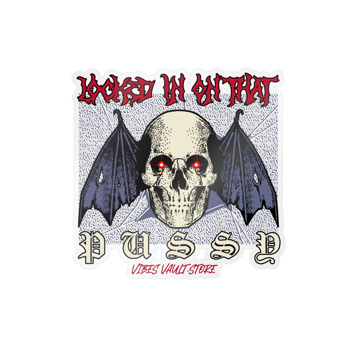 Gothic Skull Bat Kiss-Cut Vinyl Decal - Wings Fly Pussy — Halloween 2026