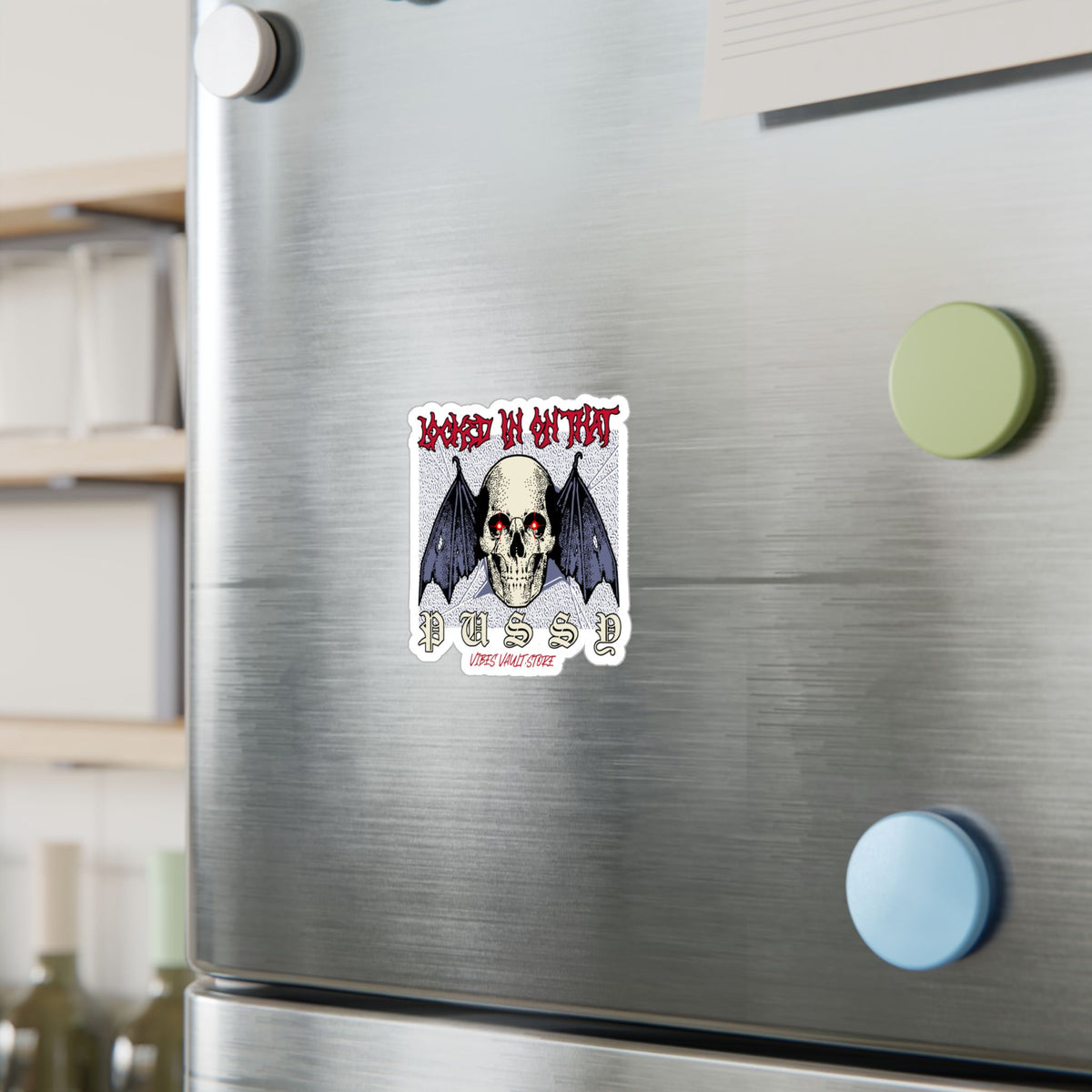 Gothic Skull Bat Kiss-Cut Vinyl Decal - Wings Fly Pussy — Halloween 2026