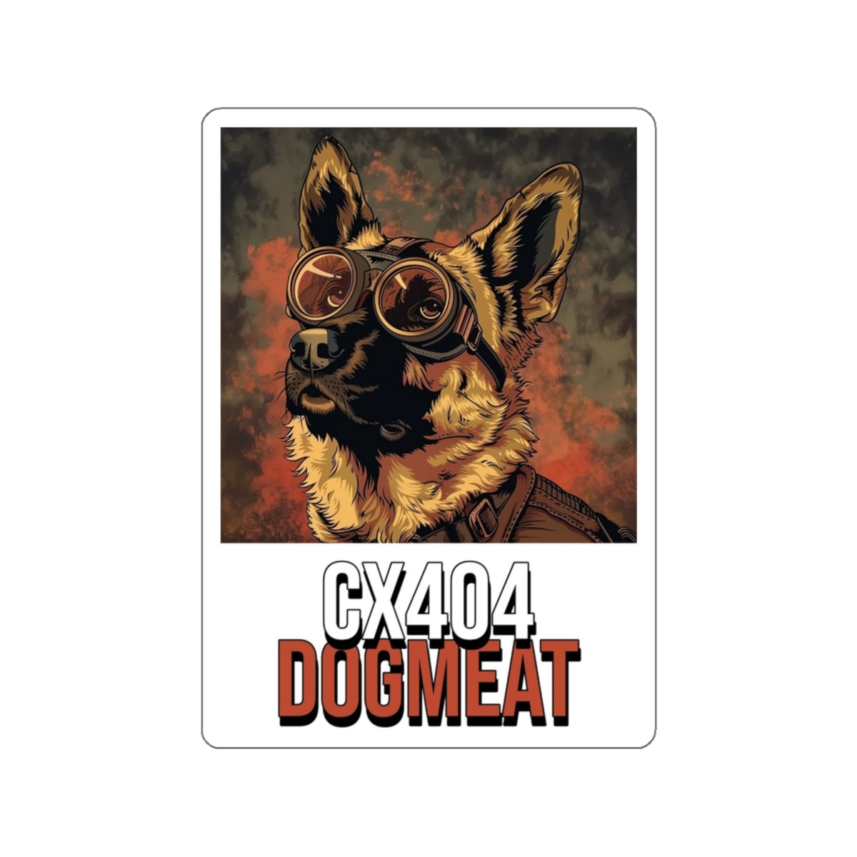 Fallout Inspired Dogmeat CX404 Sticker — Retro Pilot German Shepherd Die-Cut Sticker