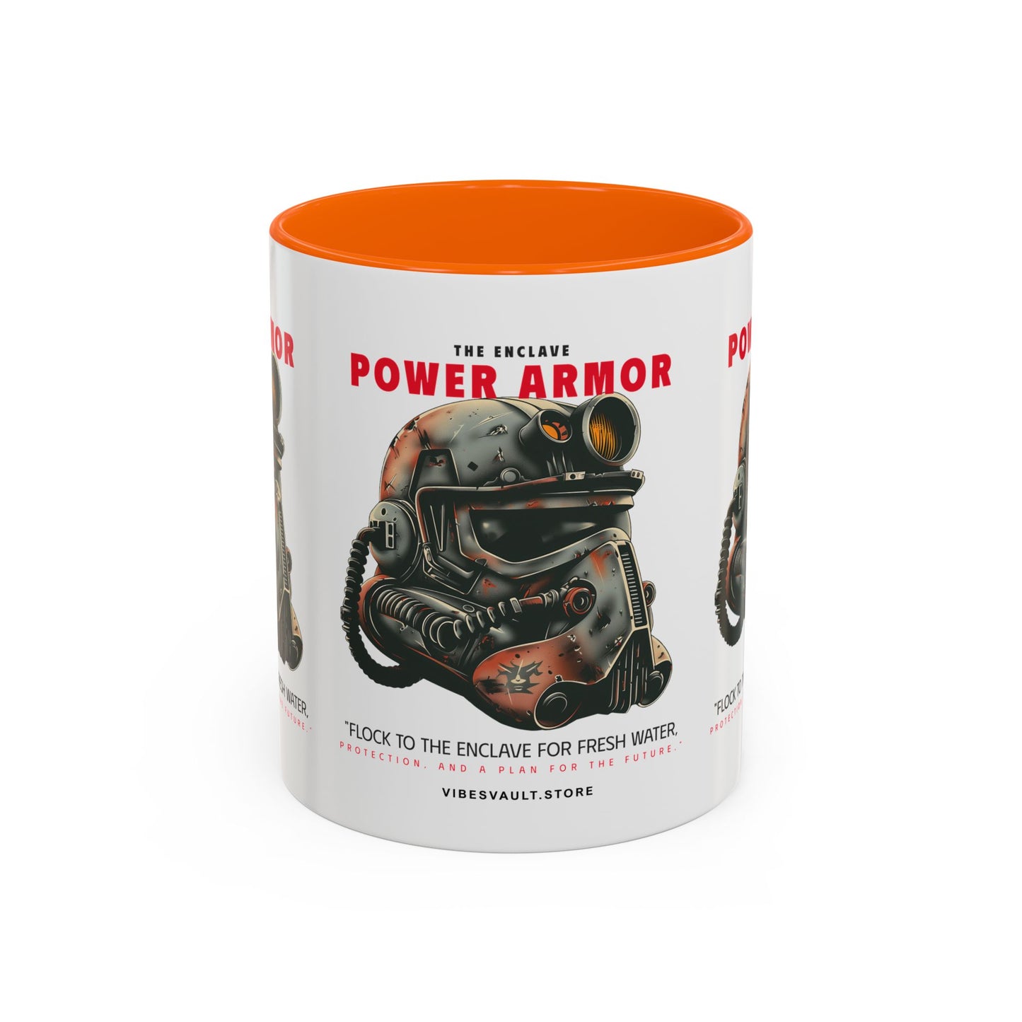 Power Armor Accent Coffee Mug — Fallout Enclave Helmet Design (11/15oz)