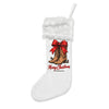 Flannel Christmas Stocking with Cowboy Boots & Red Bow — Merry Christmas Holiday Decor