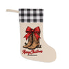 Cowboy Boots Christmas Stocking — Buffalo Plaid Cuff, "Merry Christmas"