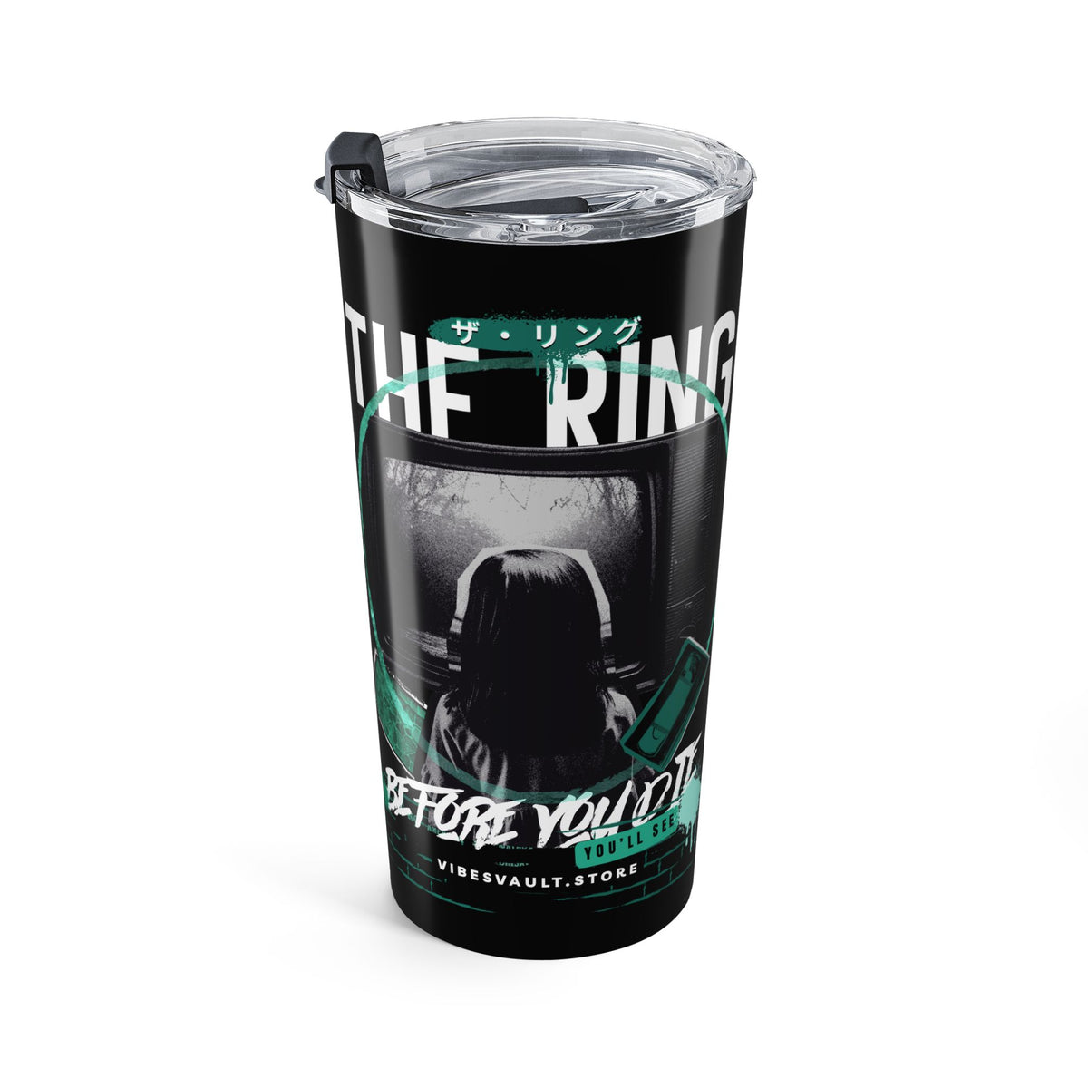 20oz Stainless Tumbler — 'The Ring' Media Movie Inspired Graphic— Halloween 2026