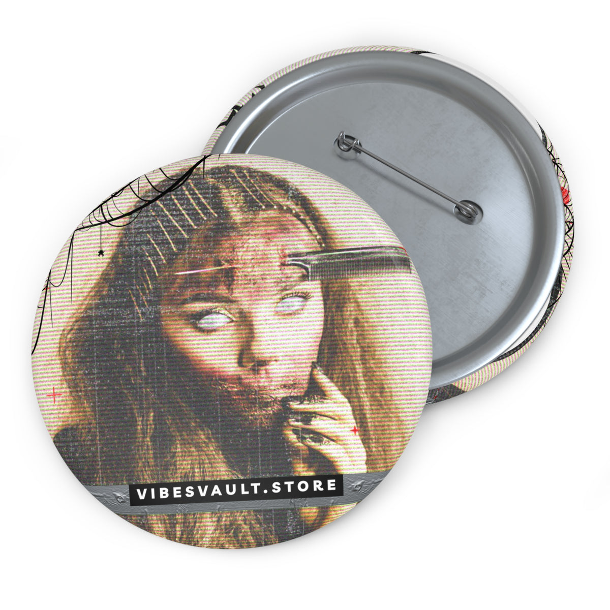 Creepy Comb Face Queen Button Pin - Scary Movie Inspo - Fall Halloween 2026