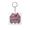 Pink Heart Chrome Eye Square Keychain