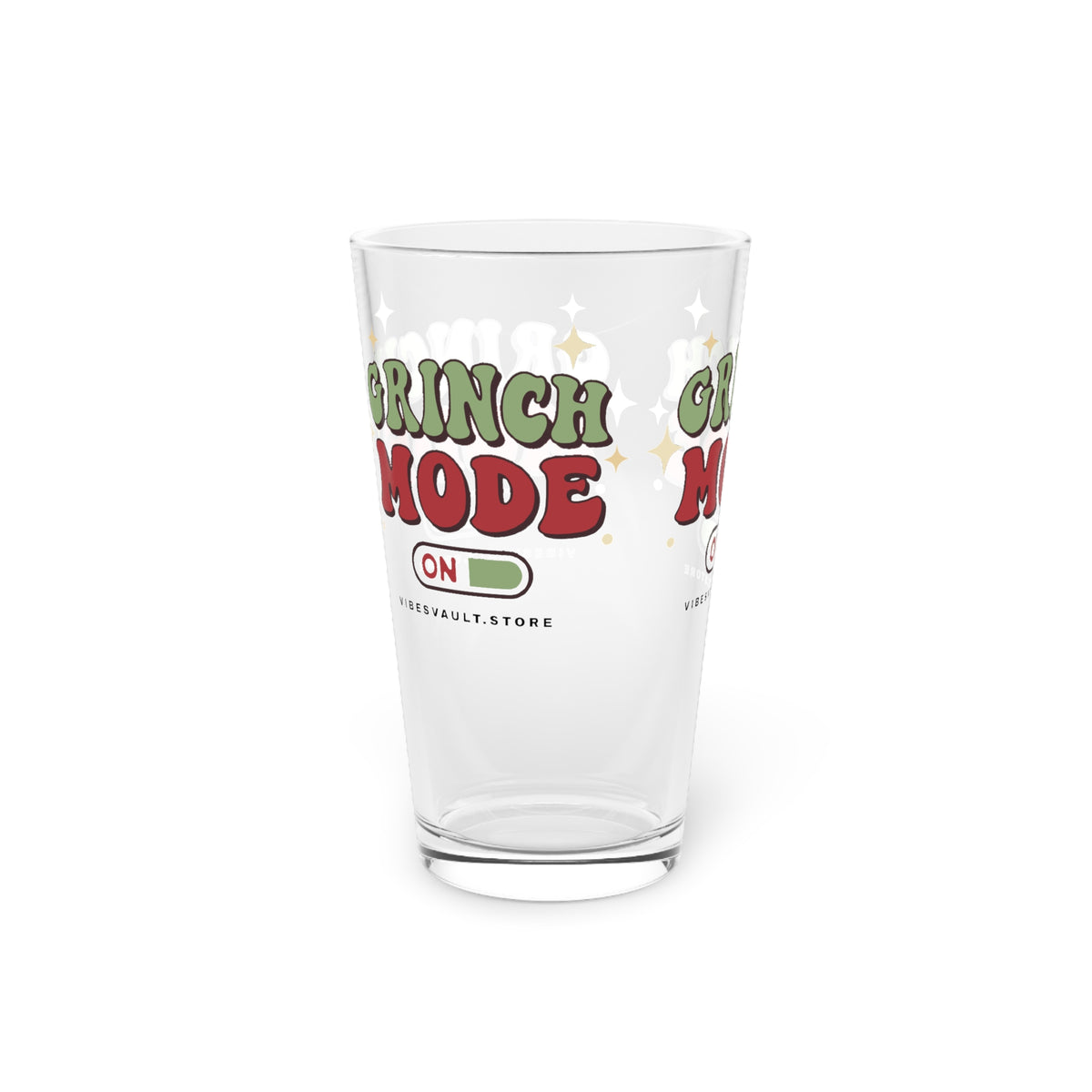 Grinch Mode Pint Glass — 16oz Holiday Christmas Drinking Glass