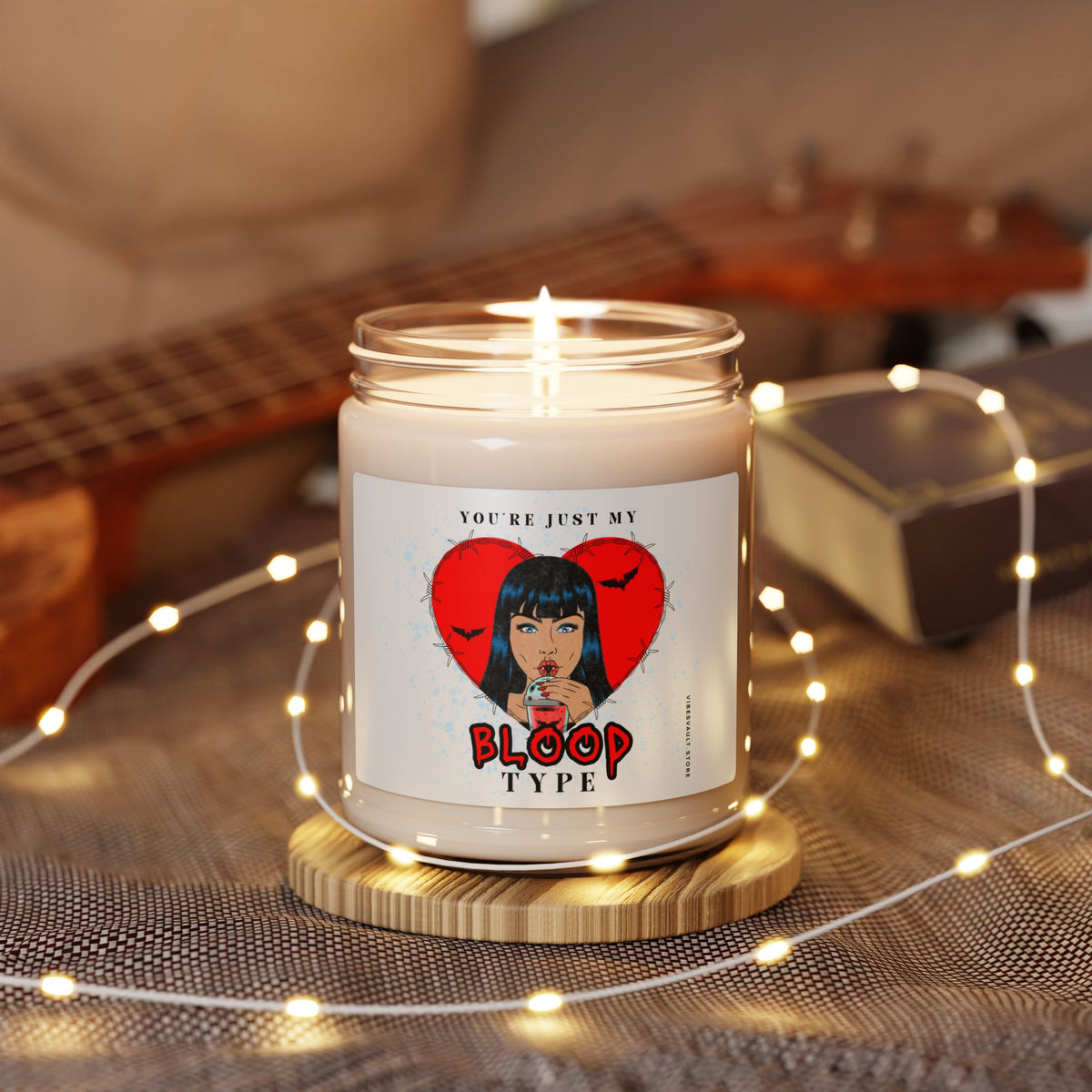 Soy Candle — "You’re Just My Blood Type" Vampire Valentine Scented Candle (9oz)— Halloween 2026