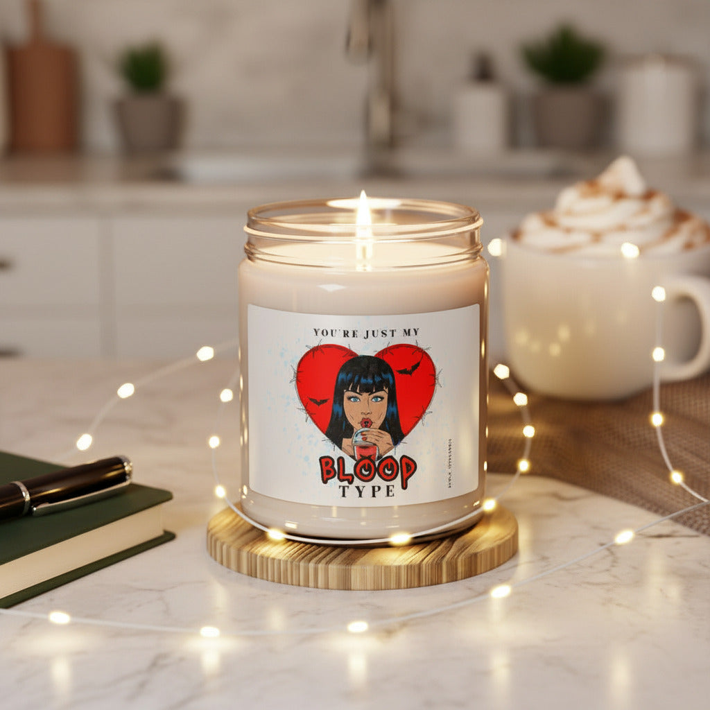 Soy Candle — "You’re Just My Blood Type" Vampire Valentine Scented Candle (9oz)— Halloween 2026