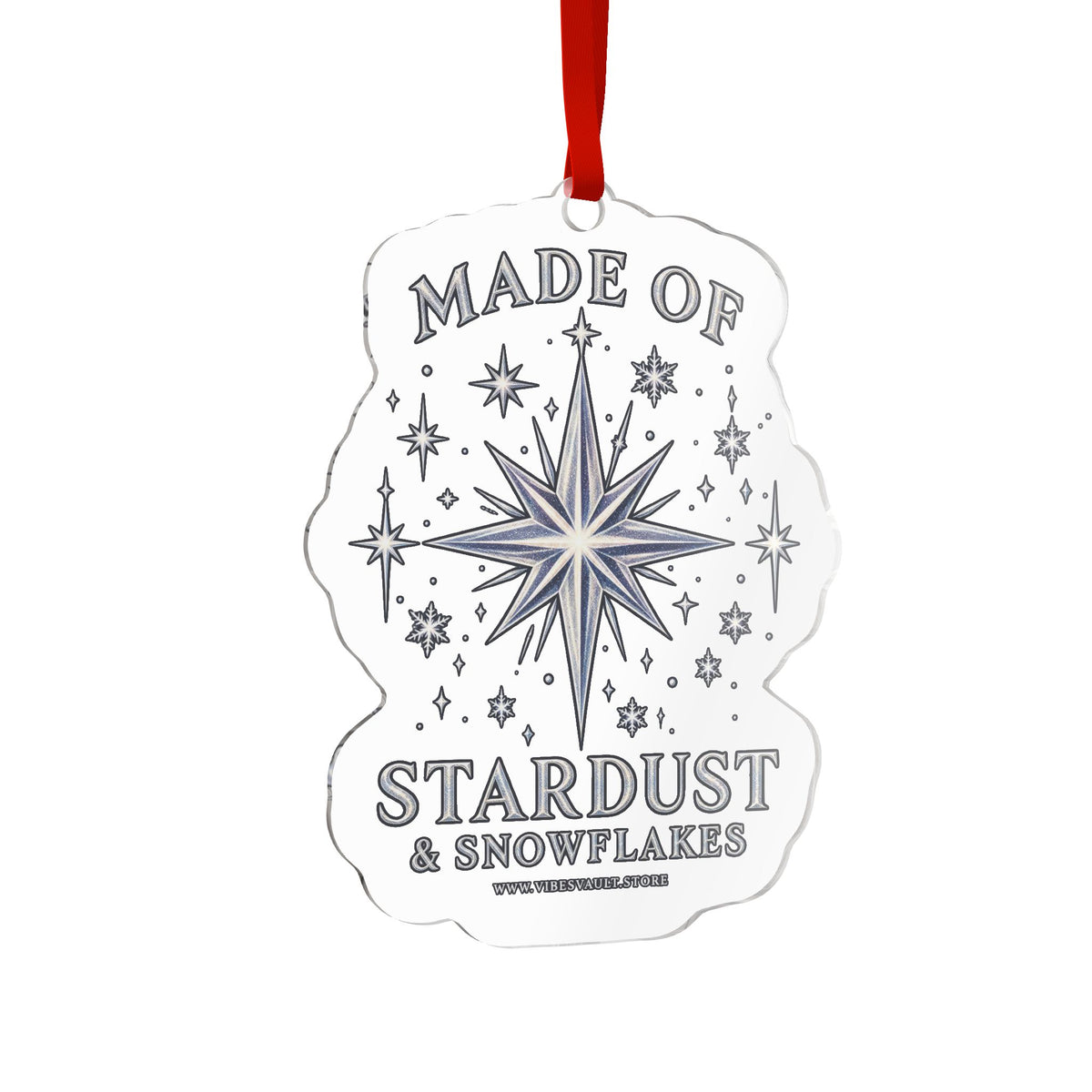 HOLIDAY Stardust and Snowflakes Custom Cut Acrylic Ornament
