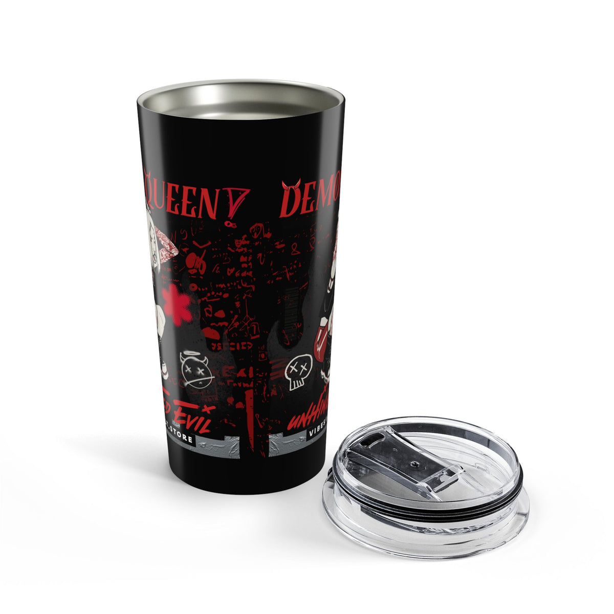 20oz Demon Grunge Tumbler – Red & Black Skull Graphic Travel Cup— Halloween 2026
