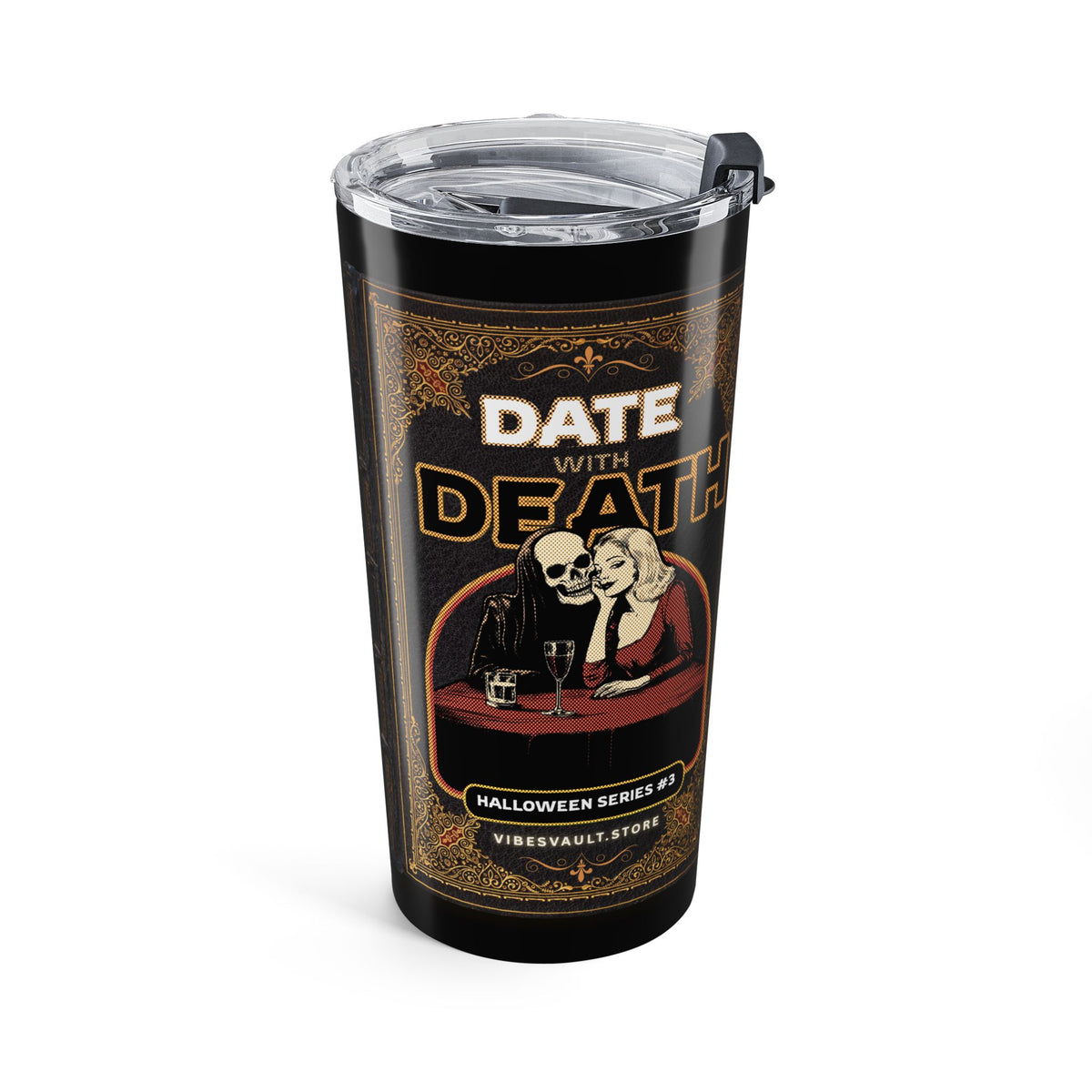 20oz Stainless Tumbler – Retro 'Don't Death' Vintage Skull Design— Halloween 2026