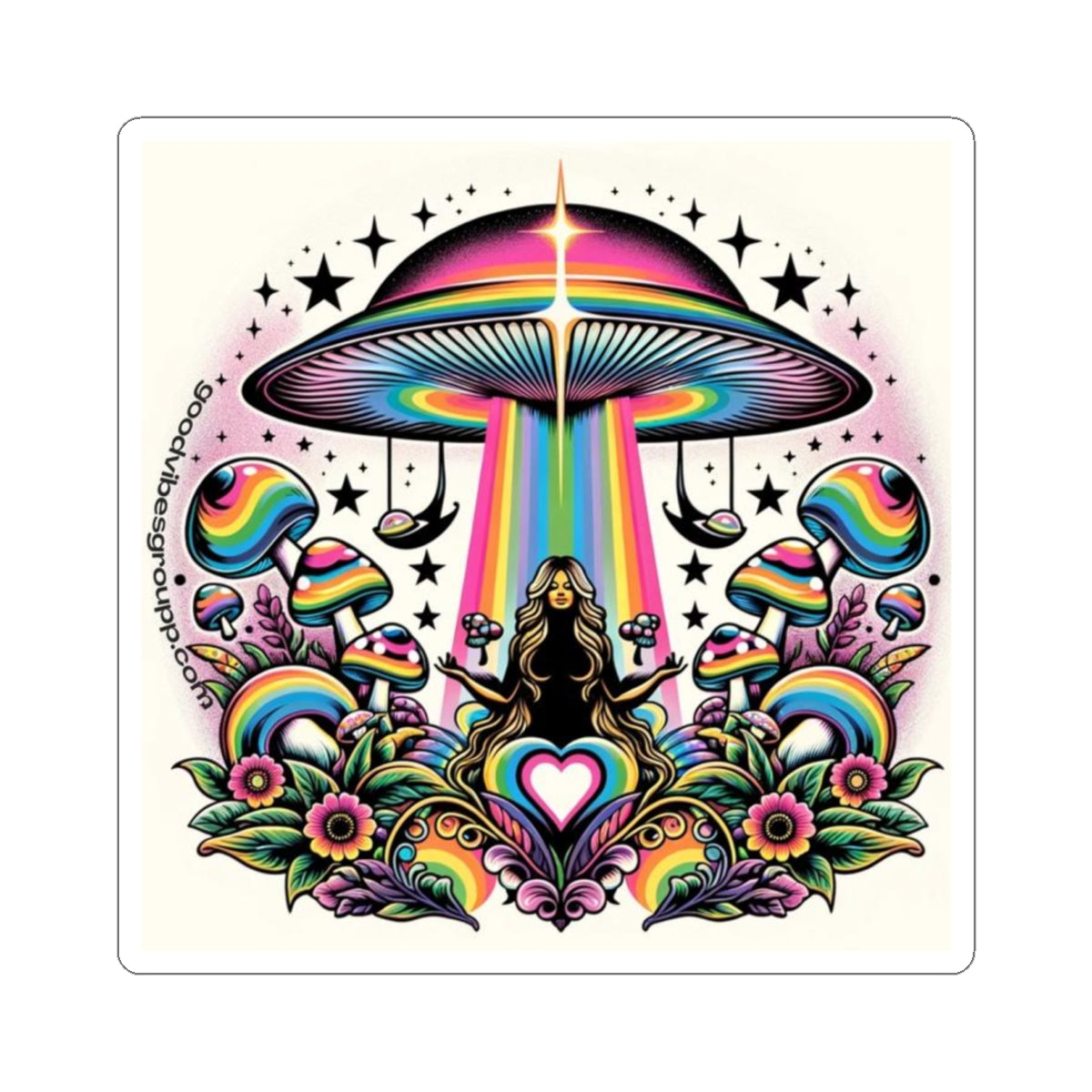 Rainbow UFO Sticker