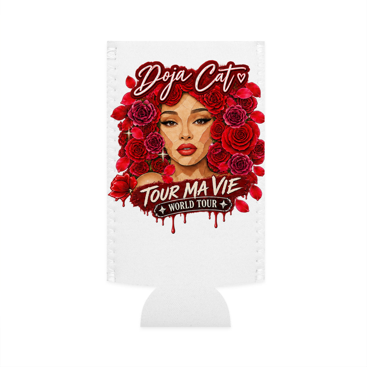 Rose Mosaic Portrait Slim Can Cooler